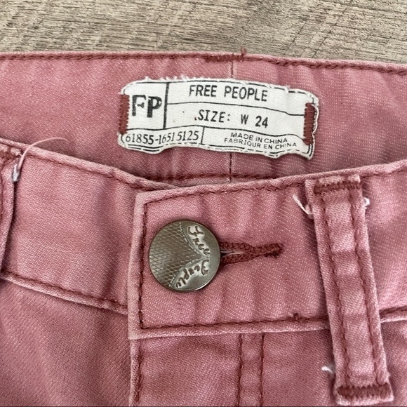 Free People Arrow Boho Print Dusty Rose Ankle Skinny Jeans Size 24 - Picture 9 of 10
